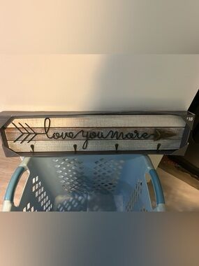 Love You More Wall Hook - Black Script on Cream Panel